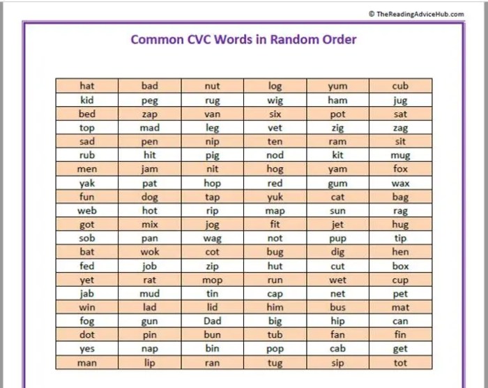 List of cvc nonsense words