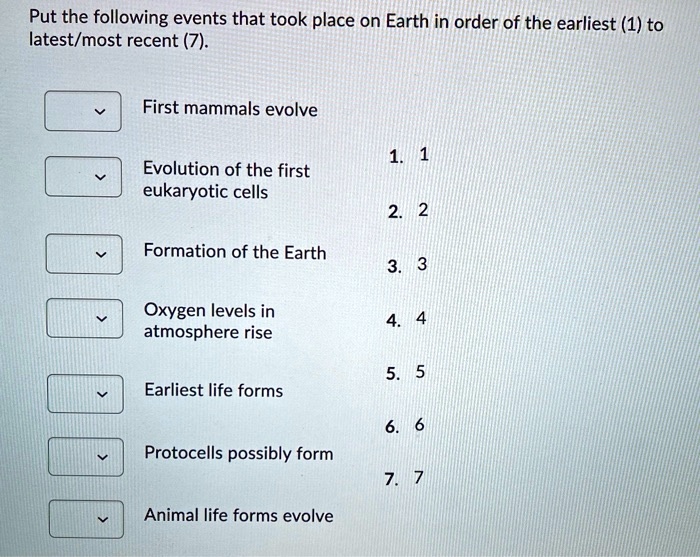 Put the following events in order from earliest to latest